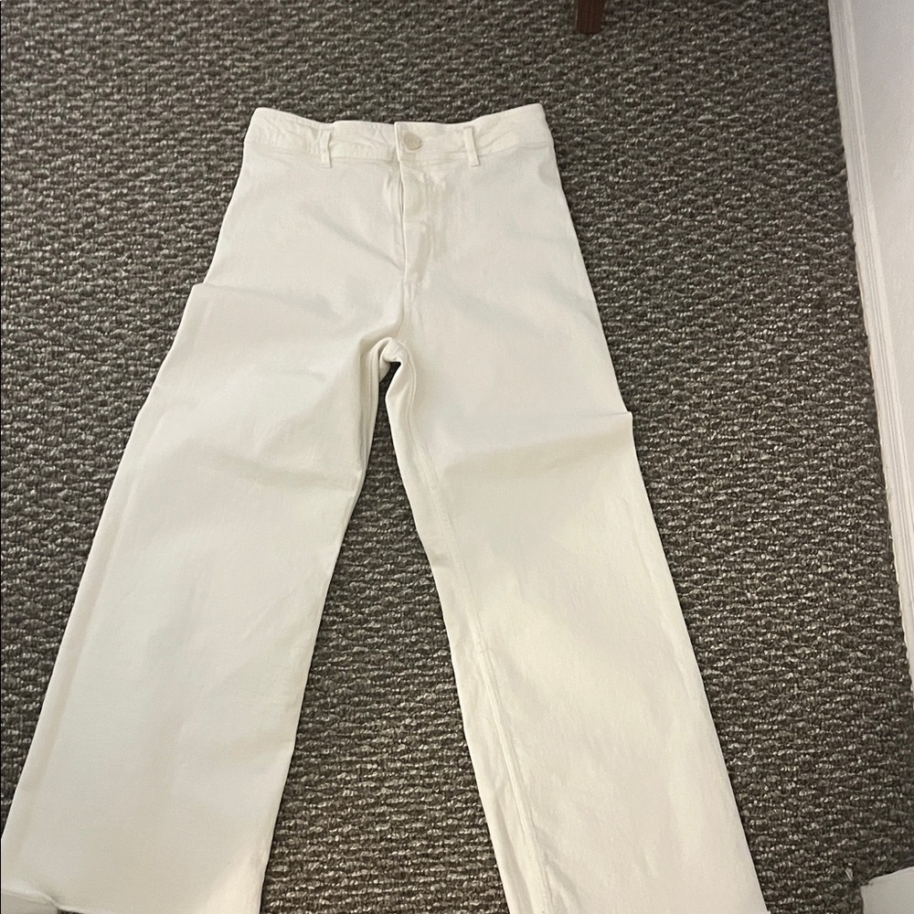 Zara Marine White Wide-Leg Pants